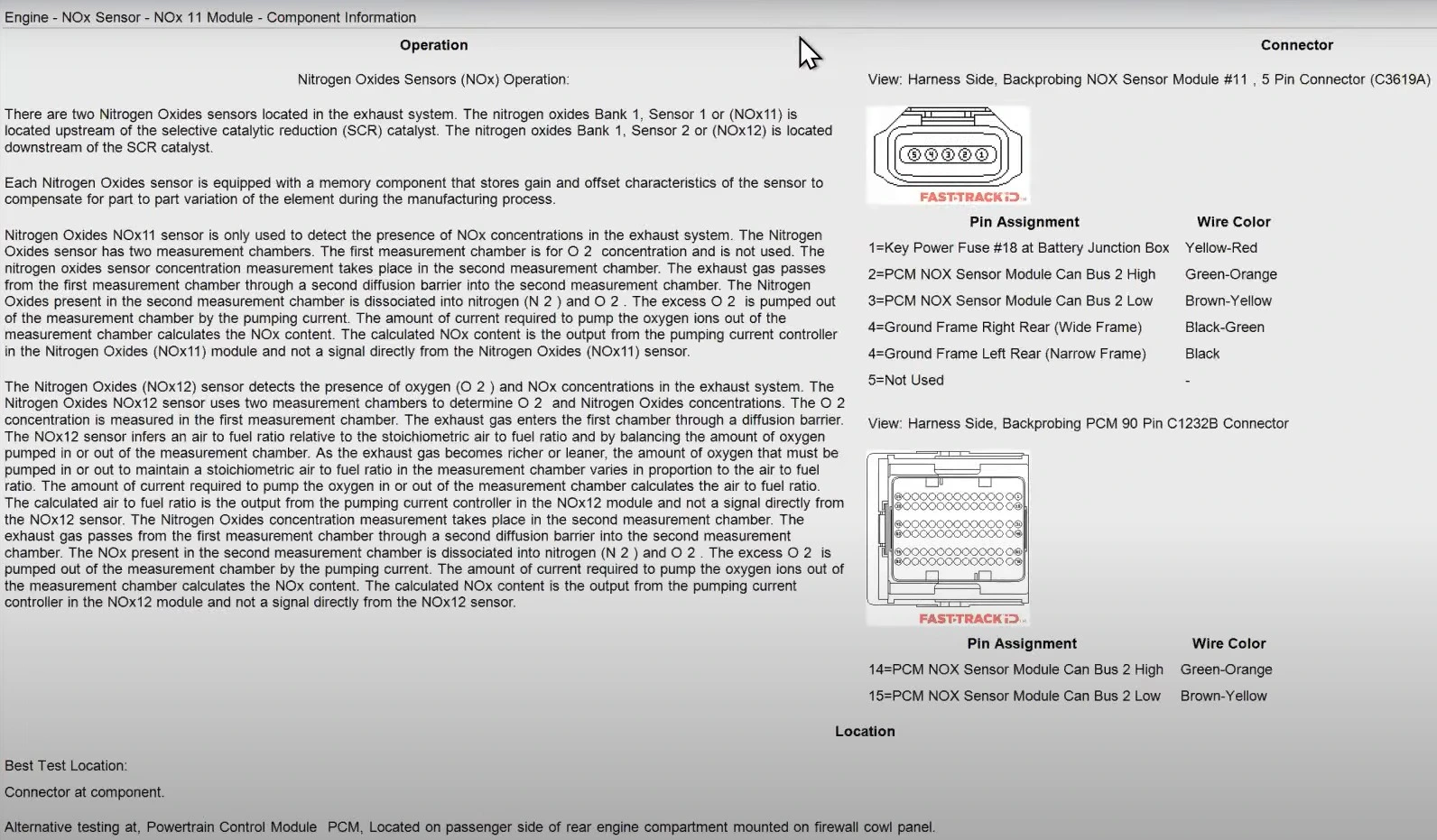 NOx 11 Component Information