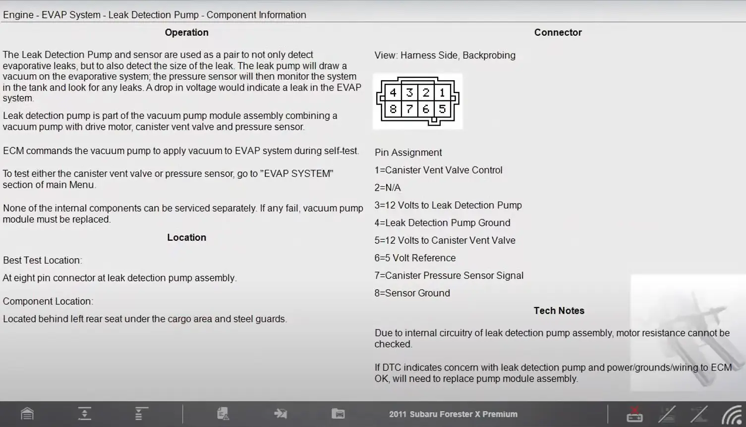 2017 Subaru Forester X Premium, EVAP Leak Detection Pump - Component Information