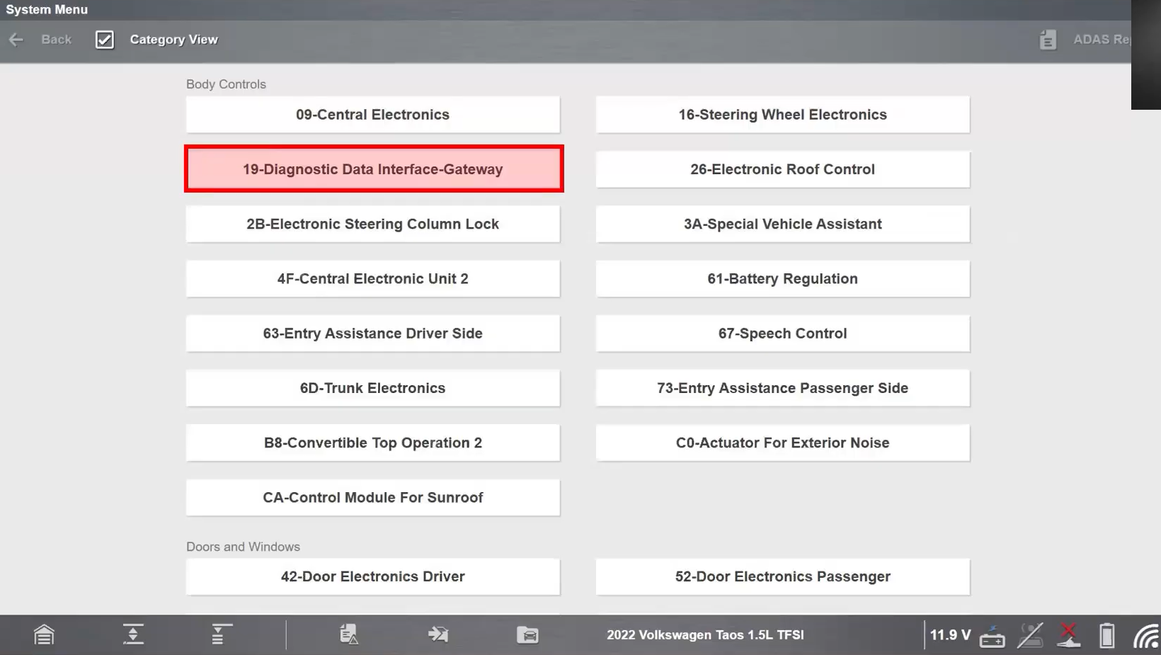 2022 Taos Diagnostic Central Data Interface