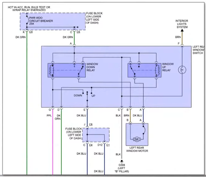 2001 Tahoe left rear window motor wiring diagram