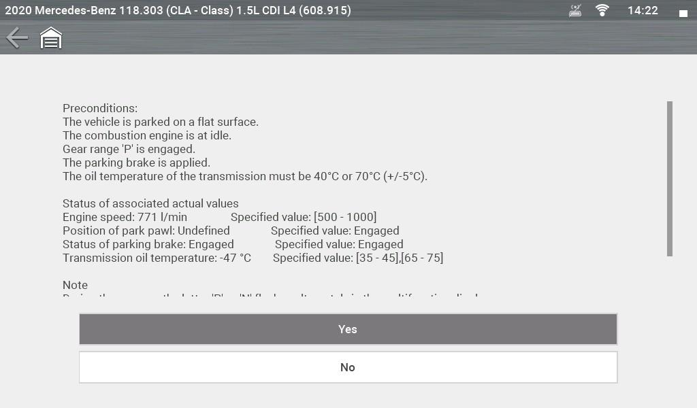 Mercedes CLA 118 Oil Level Check